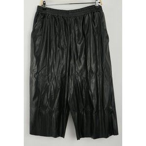 New Pianurastudio Donna Women's EU Sizes 44 / 46 Black Coated Cropped Pants